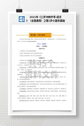 2021年《三步冲刺中考•语文》（全国通用）之第1步小题夯基础