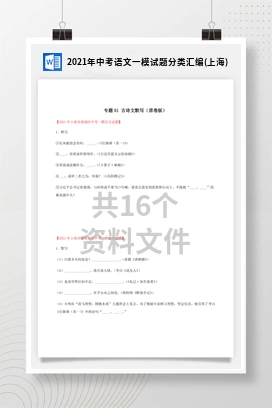 2021年中考语文一模试题分类汇编(上海)