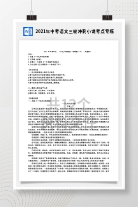 2021年中考语文三轮冲刺小说考点专练