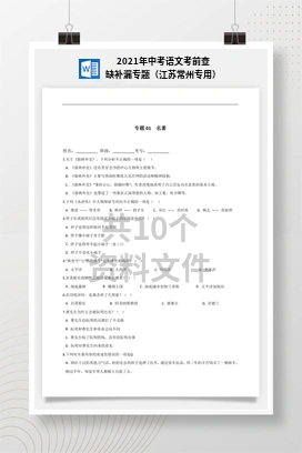 2021年中考语文考前查缺补漏专题（江苏常州专用）