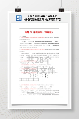 2022-2023学年八年级语文下册备考期末总复习（江苏南京专用）