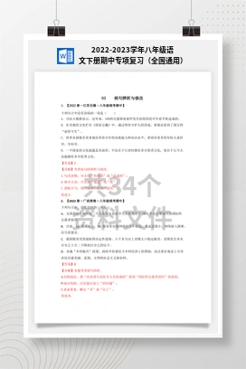 2022-2023学年八年级语文下册期中专项复习（全国通用）