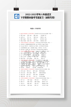 2022-2023学年八年级语文下学期期末备考专题复习（湖南专用）