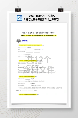2023-2024学年下学期八年级语文期中专题复习（上海专用）