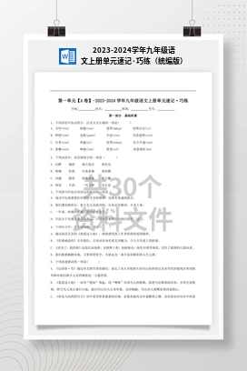 2023-2024学年九年级语文上册单元速记·巧练（统编版）