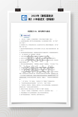 2023年【暑假基能训练】八年级语文（部编版）