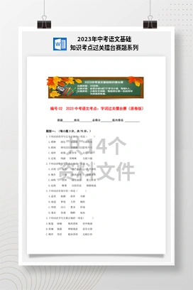 2023年中考语文基础知识考点过关擂台赛题系列