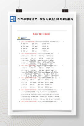 2024年中考语文一轮复习考点归纳与考题精练