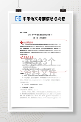 中考语文考前信息必刷卷