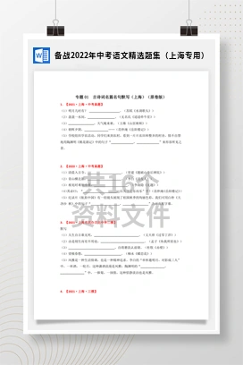 备战2022年中考语文精选题集（上海专用）