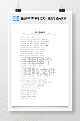 备战2023年中考语文一轮复习通关训练