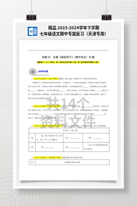 精品 2023-2024学年下学期七年级语文期中专题复习（天津专用）