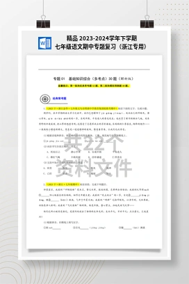 精品 2023-2024学年下学期七年级语文期中专题复习（浙江专用）