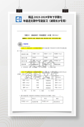 精品 2023-2024学年下学期七年级语文期中专题复习（湖南长沙专用）