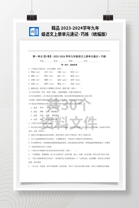 精品 2023-2024学年九年级语文上册单元速记·巧练（统编版）