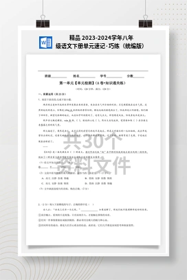 精品 2023-2024学年八年级语文下册单元速记·巧练（统编版）