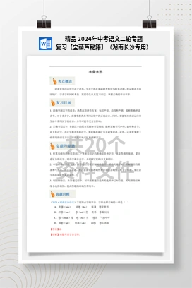 精品 2024年中考语文二轮专题复习【宝葫芦秘籍】（湖南长沙专用）
