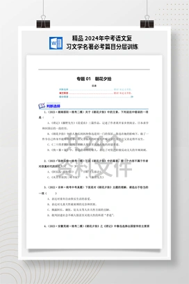 精品 2024年中考语文复习文学名著必考篇目分层训练