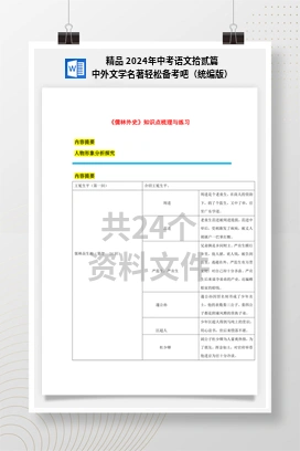 精品 2024年中考语文拾贰篇中外文学名著轻松备考吧（统编版）