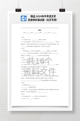 精品 2024年中考语文考前查缺补漏试题（北京专用）