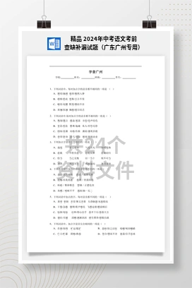 精品 2024年中考语文考前查缺补漏试题（广东广州专用）