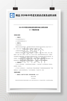 精品 2024年中考语文阅读点拨及进阶训练