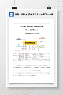 精品 2024年广西中考语文一轮复习一本通