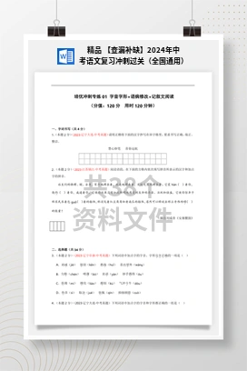 精品 【查漏补缺】2024年中考语文复习冲刺过关（全国通用）