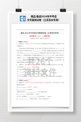 精品 备战2024年中考语文专题测试卷（江苏苏州专用）
