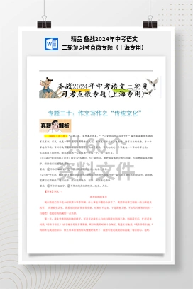 精品 备战2024年中考语文二轮复习考点微专题（上海专用）