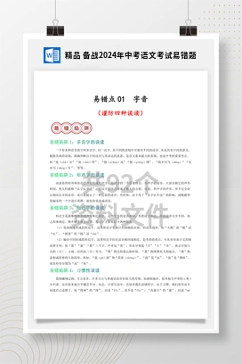 精品 备战2024年中考语文考试易错题