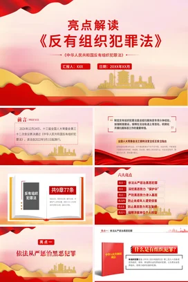 红色党政风大气简约政府反有组织犯罪法解读法律党课PPT课件