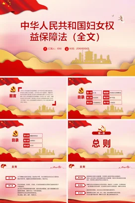 红色党政风大气简约政府妇女权益保障法全文法律保障全文解读党课PPT课件