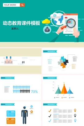 绿色卡通创意科技感老师动态教育课件模板教学课件精美PPT课件