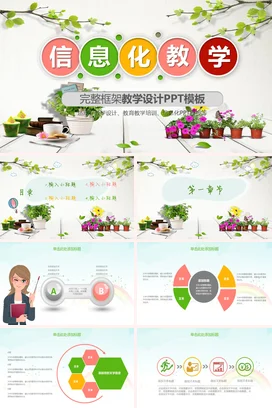 绿色小清新创意教育老师信息化教学设计PPT模板教学课件PPT课件