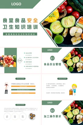 绿色简约小清新培训机构食堂食品安全卫生知识培训安全培训PPT课件