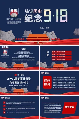 蓝色大气党政风简约党支部铭记历史 纪念9·18党课PPT课件