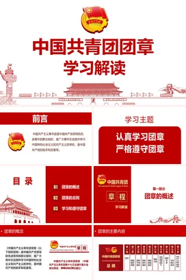 中国共青团团章 学习解读 党课团课PPT课件模板