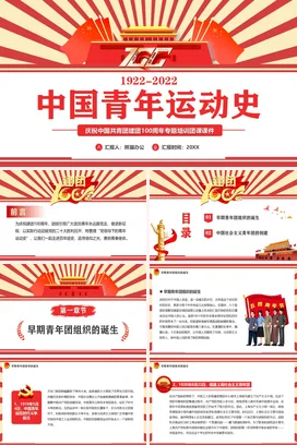 中国青年运动史 党课团课PPT课件模板