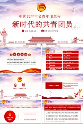 新时代的共青团员党课团课PPT课件模板深入学习中国共产主义青年团章程