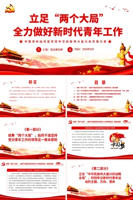 立足“两个大局”全力做好新时代青年工作PPT党课团课PPT课件模板