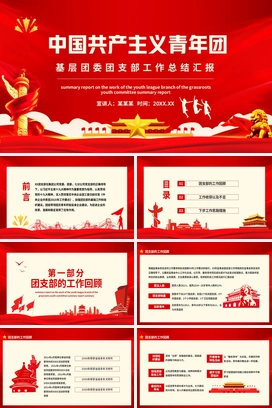 中国共产主义青年团基层团委团支部工作总结汇报动态PPT课件模板