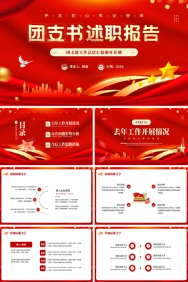 团支书述职报告PPT模板 (2)