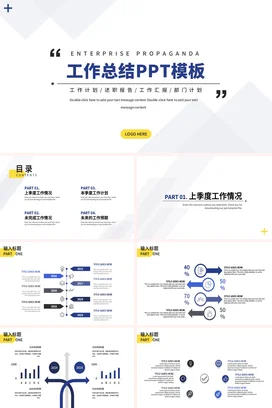 极简蓝色简约大气人个部门月度工作总结计划述职报告汇报PPT模板