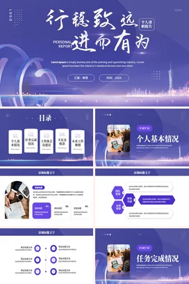 紫色简约科技感晋升转正竞聘述职报告汇报工作总结计划PPT模板