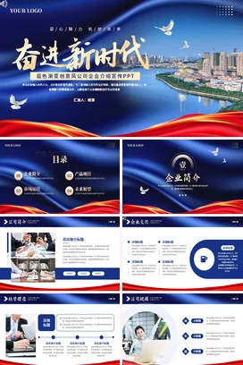 红蓝配色高端大气公司介绍品牌简介企业宣传项目招商推广PPT模板