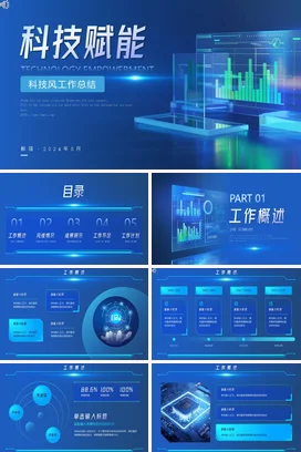 蓝色高级感科技感工作总结计划品牌产品项目介绍述职报告PPT模板