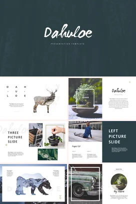 墨绿极简创意文艺个人Dahuloe演示模板设计演讲PPT模板