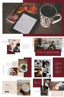 棕色极简文艺简约个人咖啡与阅读的故事电子书演讲PPT模板