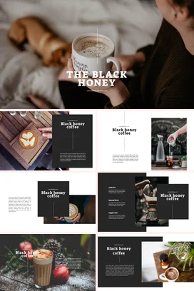 棕色温馨简约创意个人TheBlackHoney咖啡时光PPT模板